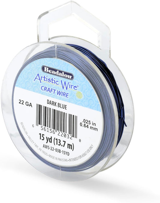 Artistic Wire, 22 Gauge Tarnish Resistant Colored Copper Craft Wire, Dark Blue 15 yd