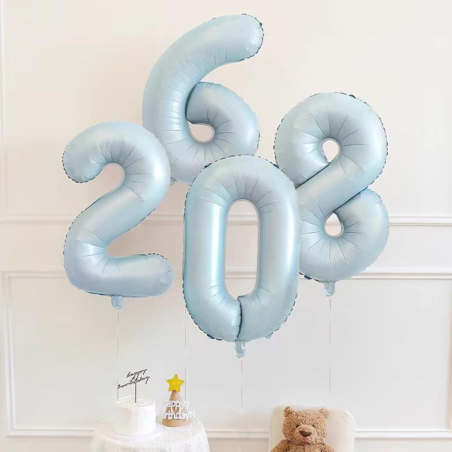 40 Inch Light Blue Number 0 Balloon Foil Balloons 0 for Kids Birthday Party Large Self Inflating Light Blue Foil Number Balloons (Blue No 0)