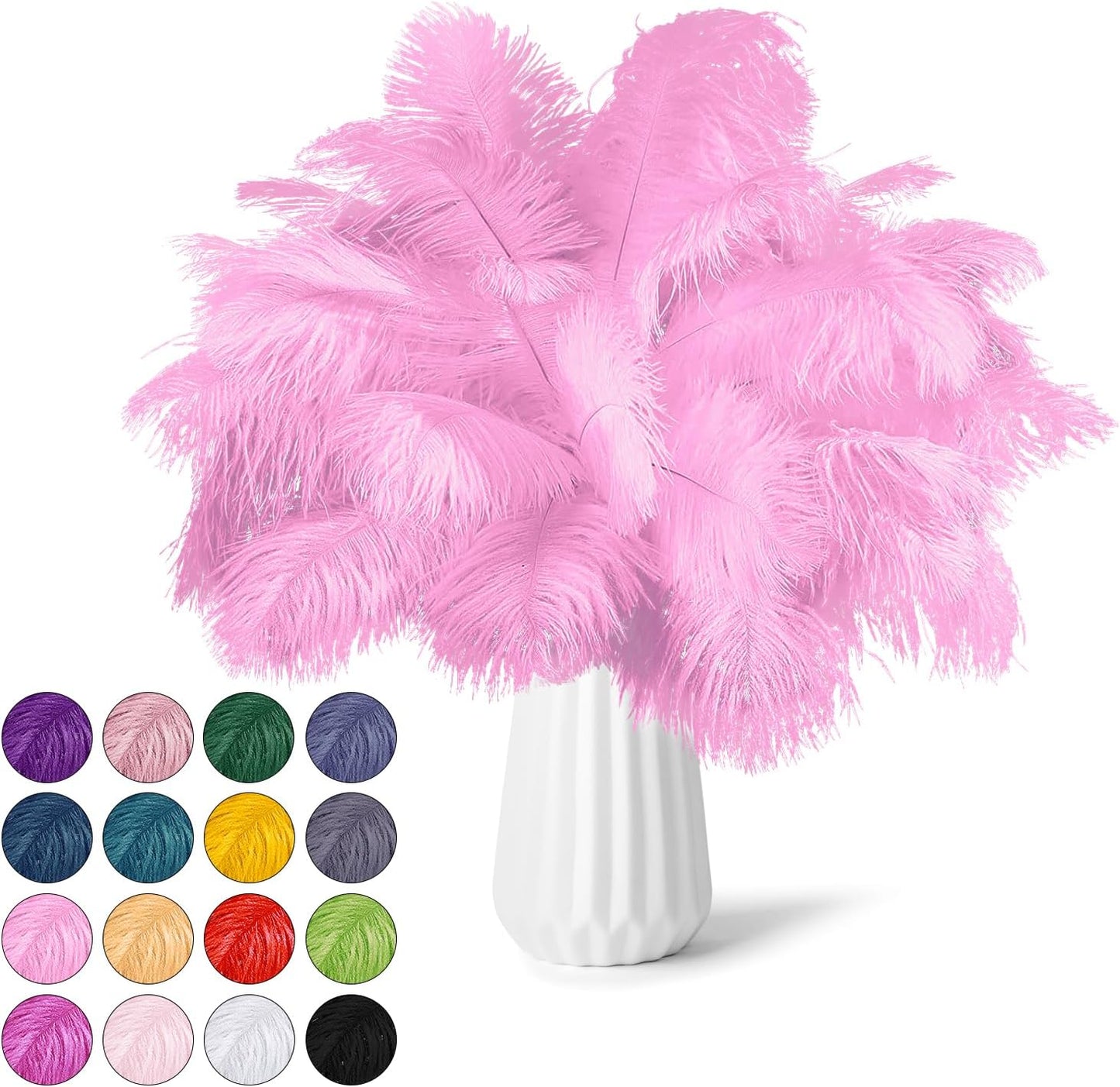 NEWONG 30pcs Pink Ostrich Feathers Natural Bulk 8-10inch(20-25cm) Vase Craft Wedding Home Party Centerpieces Christmas Day Decoration