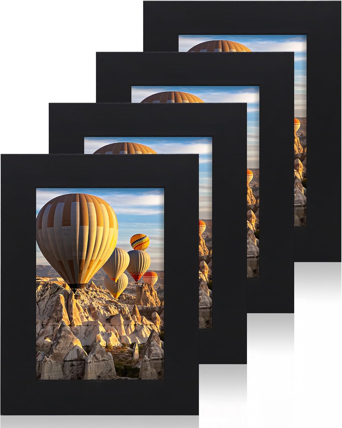 4x6 Picture Frame Set of 4, High Definition Glass Black Picture Frame, 4 x 6 Wood Photo Frames for Horizontal or Vertical Display Tabletop and Wall Mounting