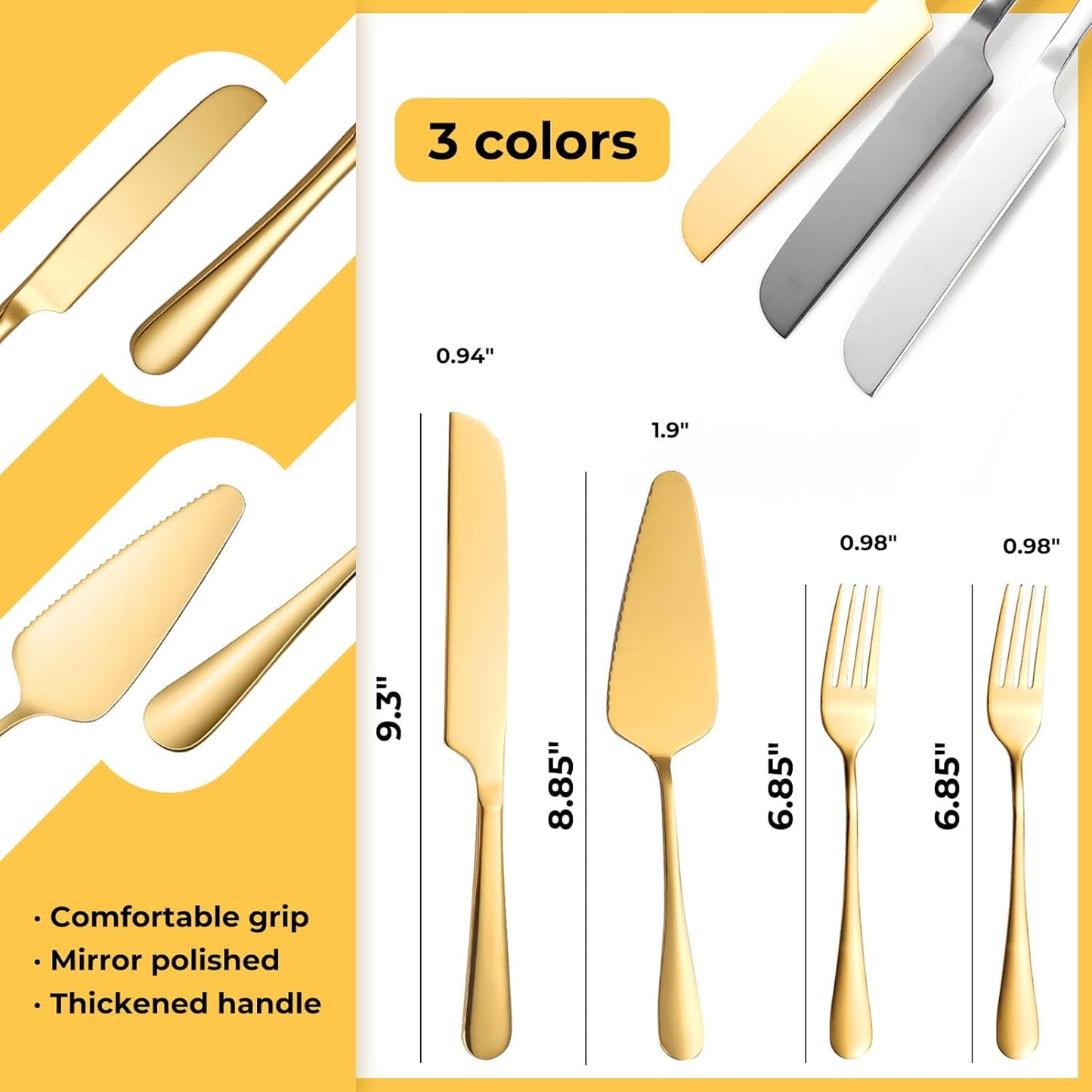 Personalized Wedding Cake Knife and Server Set Stainless Steel Forks Cake Cutter Server Engraved Cake Cutting Set for Wedding Anniversary Engagement Birthday Gifts