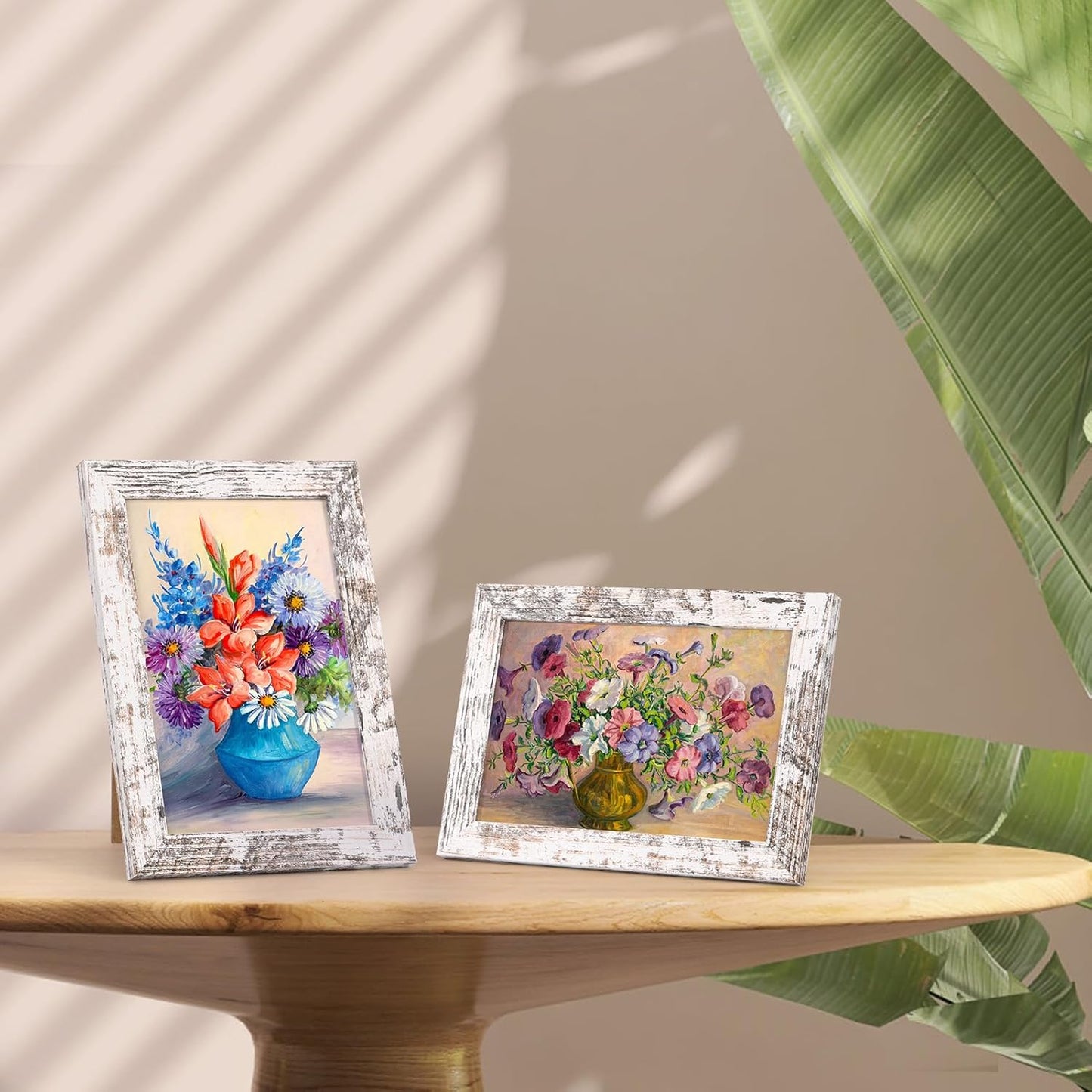 PETAFLOP Wooden Bulk 4x6 Picture Frame Set of 18, White Distressed Photo Frames Fits 4 by 6 for Wall or Tabletop Display