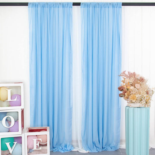 DUOBAO 2 Panels Chiffon Curtains 29"x108" Sheer Backdrop Drape Beach Curtain for Living Room Light Blue Voile Window Drapes for Wedding Ceremony (Sky Blue)
