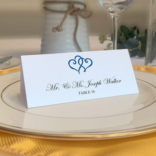 Linked Hearts Place Cards, Royal Blue (Choose Color), Set of 60, Pre-cut and Scored - Wedding, Party, Dinner, and Special Events - Made in the USA