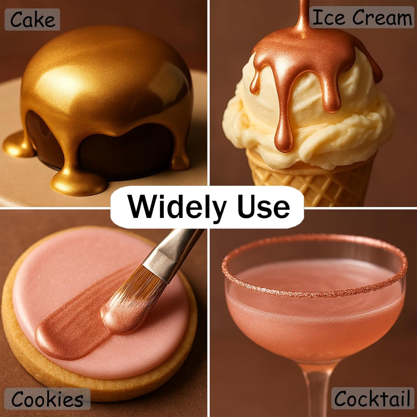 Pink Metallic Edible Paint for Baking – Food Grade Pink Edible Dust Drink Glitter for Shimmer Cake Decorating, Cookies, Cupcakes, Cocktails – 15ml Perfect for Holidays, Wedding, Birthday Decorating