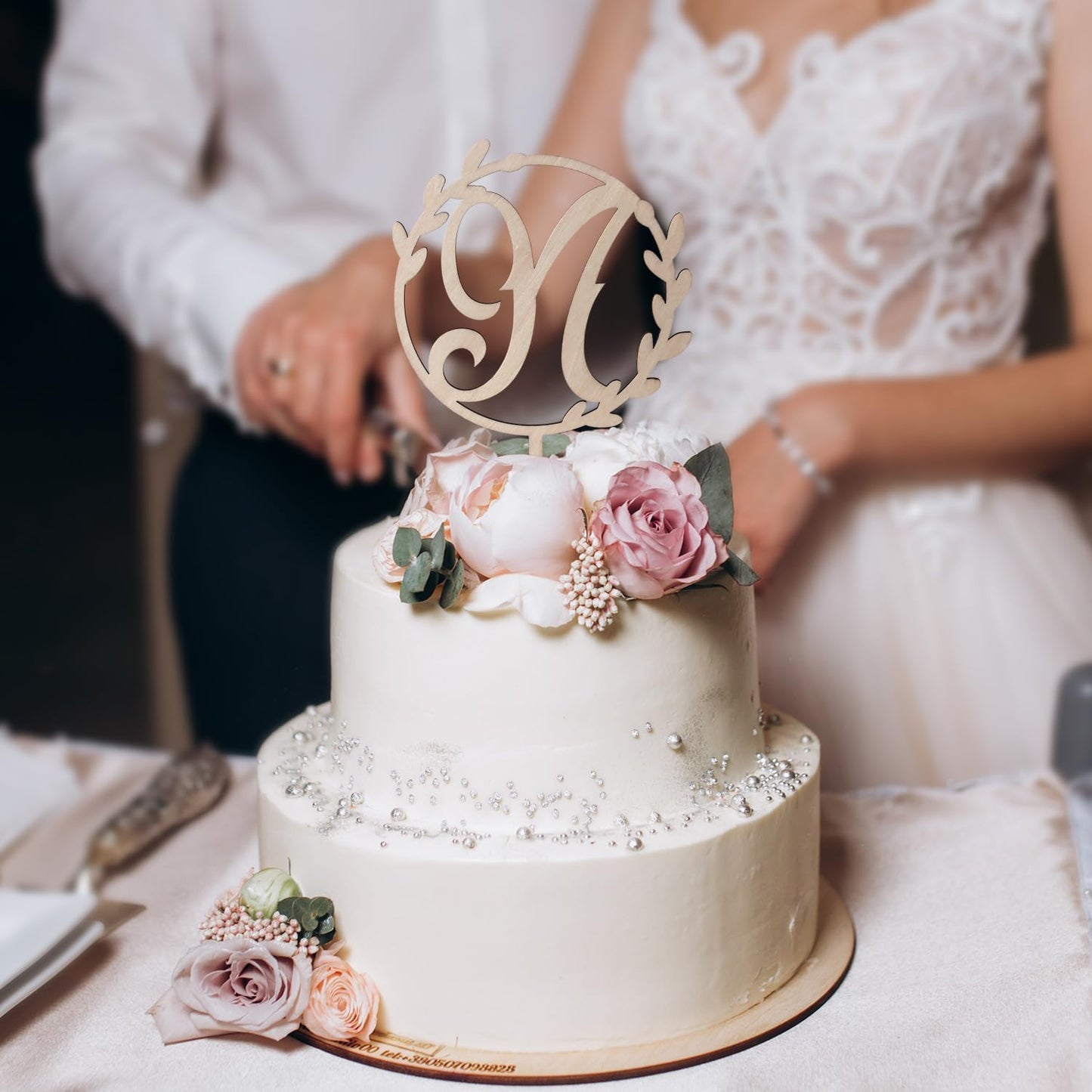 LINGTEER Personalized Inital Letter N Wooden Cake Topper Perfect for Birthday Rustic Wedding Party Keepsake Decoration