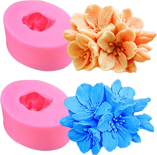 2PCS Blossom Flower Mold Silicone Flower Molds Fondant Chocolate Candy Cake Decoration Mold Silicone Molds for Epoxy Resin Casting Candle Soap DIY Art Craft Baking