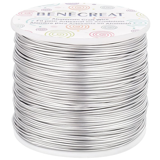 BENECREAT 12 17 18 Guage Aluminum Wire (18 Gauge,492 FT) Anodized Jewelry Craft Making Beading Floral Colored Aluminum Craft Wire - Silver