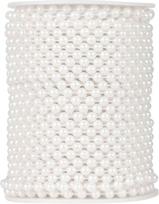 82 Feet Faux Pearl Beads Garland 6mm Craft String Pearls for Wedding Centerpiece Christmas Tree and Flowers Decoration DIY(White)