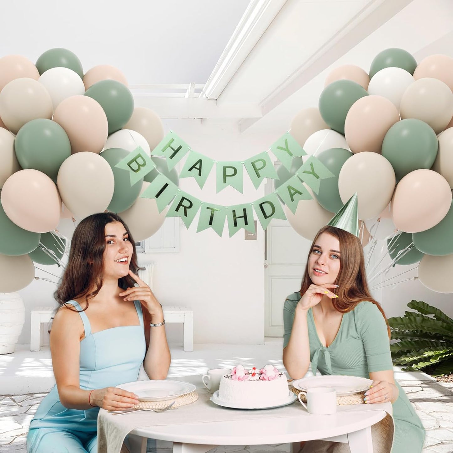 60pcs Sage Green Balloons 12inch with Sage Green Nude Sand White Balloons for Neutral Bridal Baby Shower Wedding Birthday Engagement Party Decorations