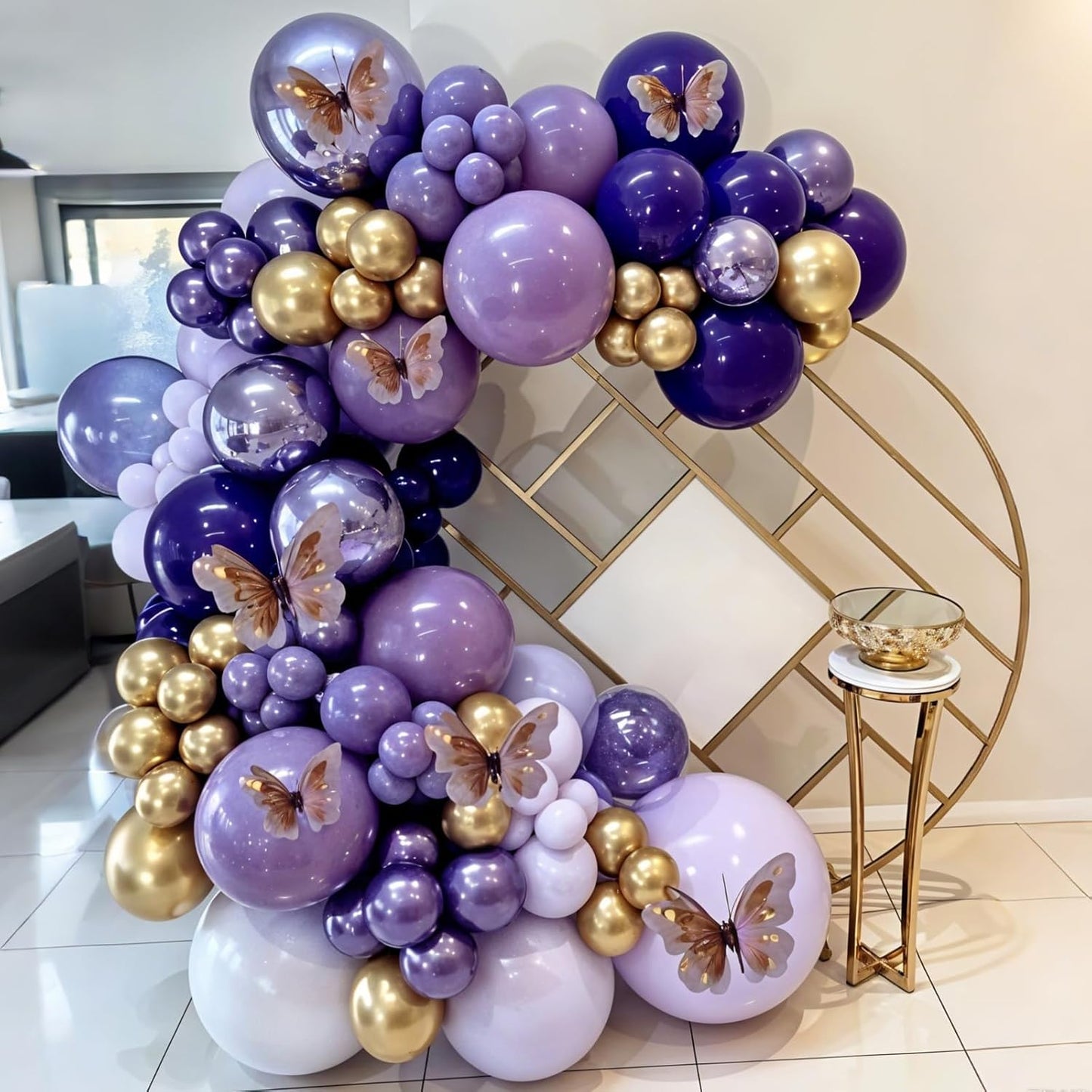 Purple and Gold Balloons, 50pcs Dark Purple Gold Balloons, Macaron Metallic Confetti Balloons For Birthday Baby Shower Graduation Anniversary New Year Retirement Engagement Party Wedding Decorations