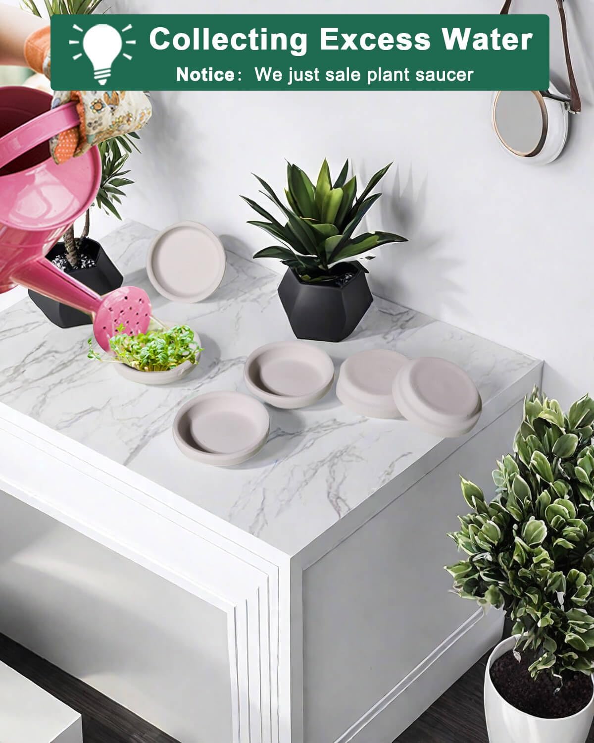 vensovo 2 Inch Grey Terracotta Plant Saucer Pots Tray - 12 pcs Mini Planter Saucers for Indoor & Outdoor Plants, Small Clay Trays Perfect for 1 Inch 1.5Inch Flower Pot