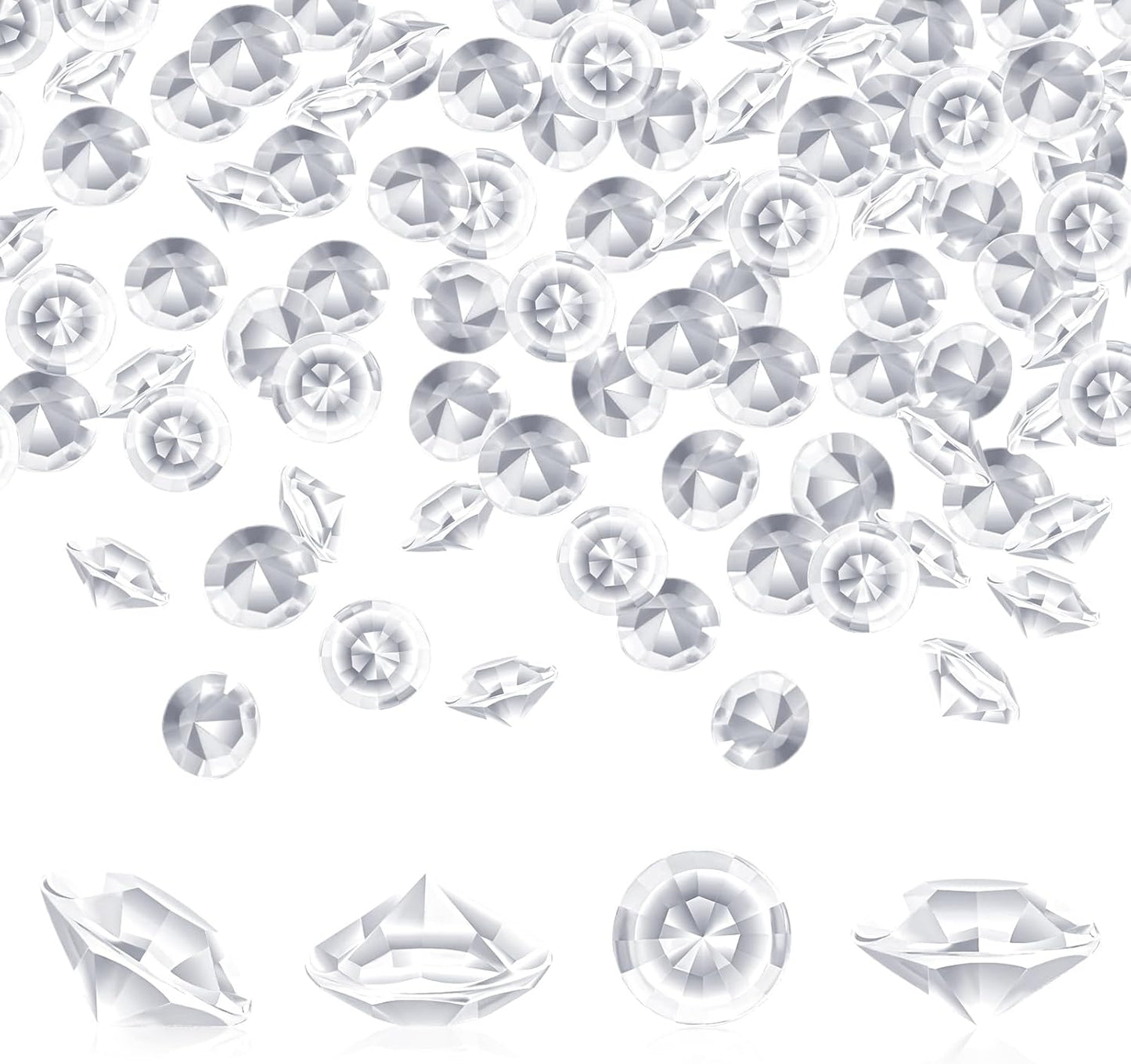 SUREAM 2000PCS Acrylic Ice Rocks - 10mm/0.39Inch, Clear Fake Diamonds for Wedding Party, Gems Treasure Crystal for Table Scatter, Crafts, Vase Filler, Photography Props, Home Decoration, No Holes