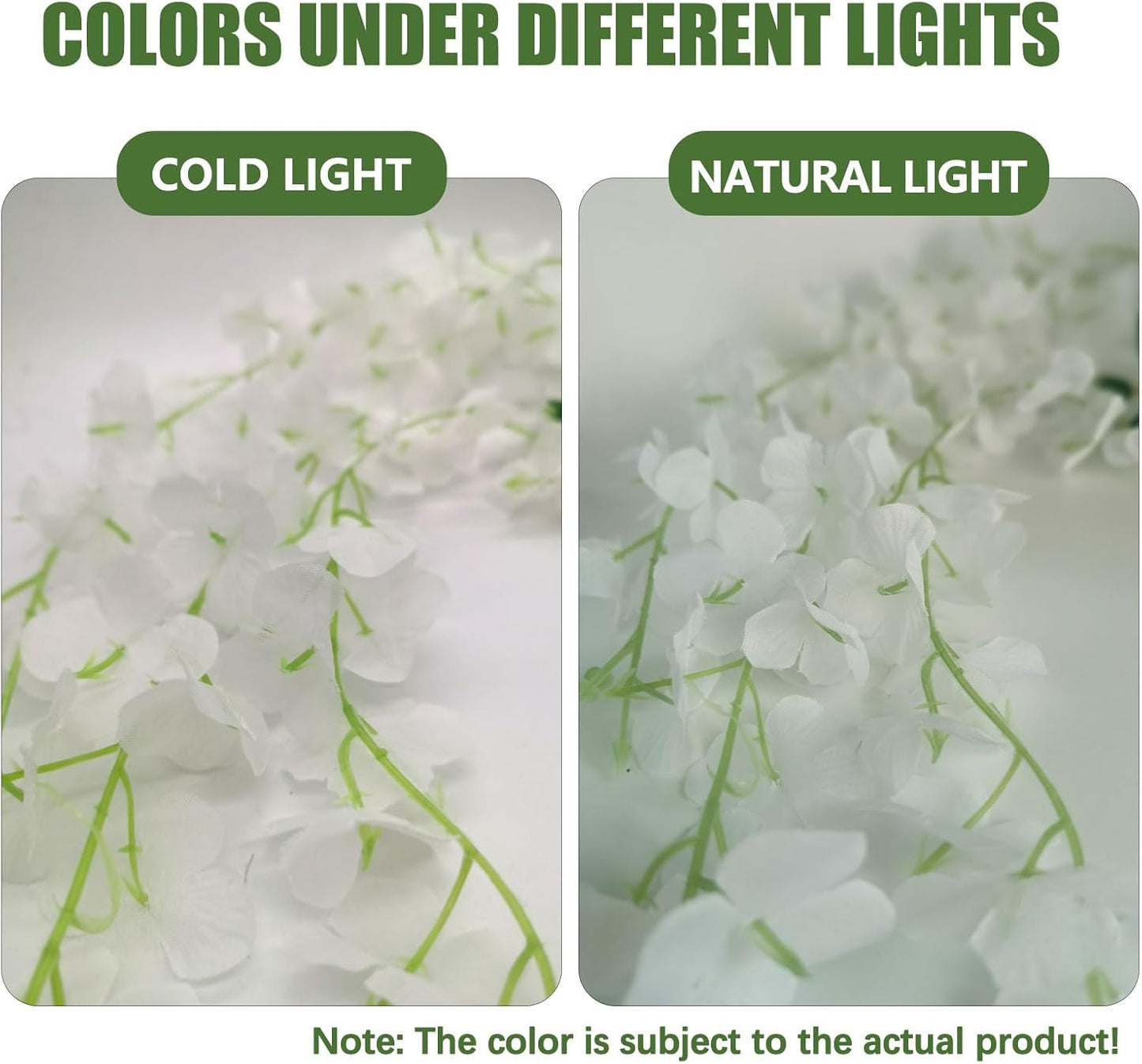 24 Pack White Wisteria Hanging Flowers, 3.4 Ft Fake Hanging Flowers, Artificial Wisteria Garland Vines for Wedding Room Backdrop Outdoor Patio Garden Decoration