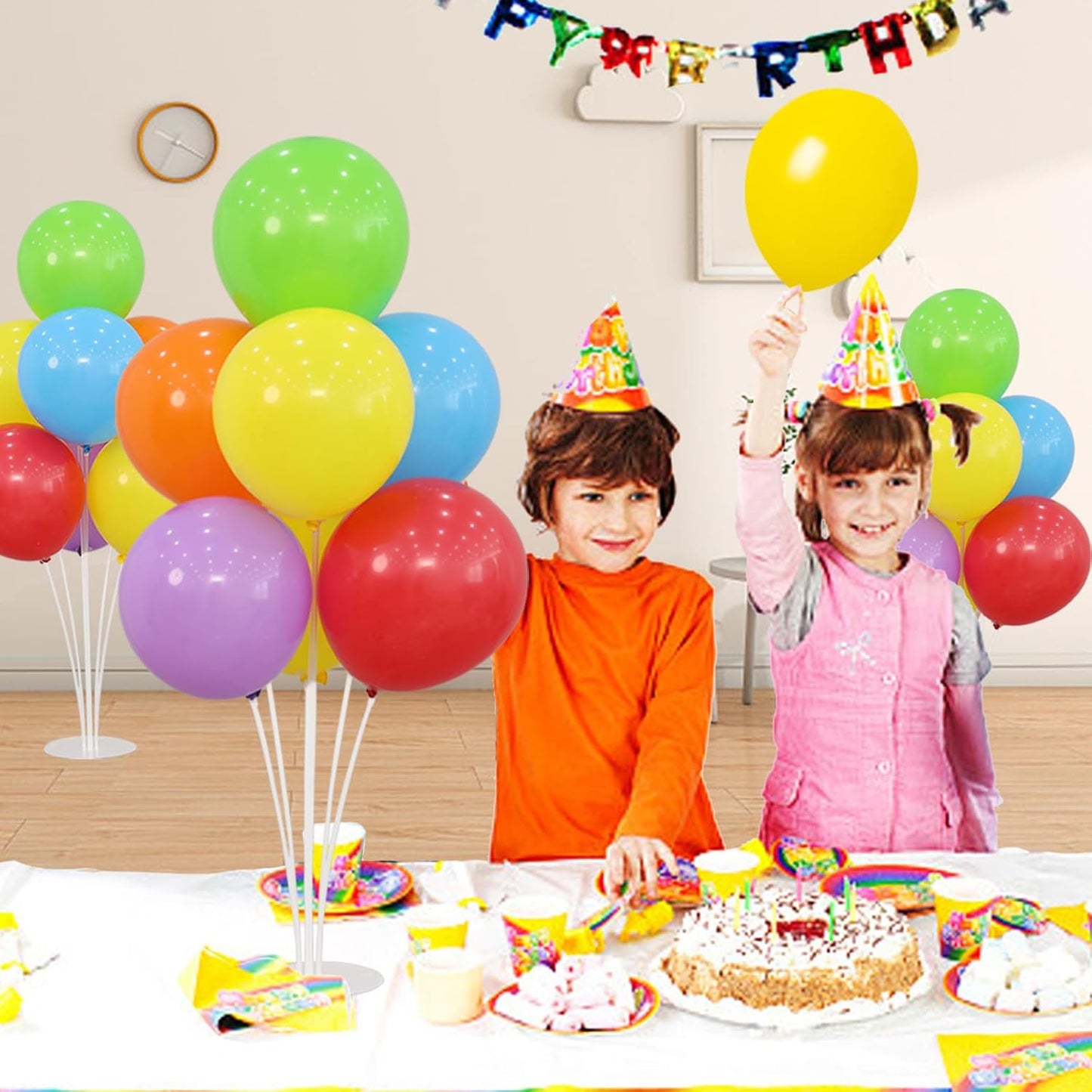 4 Balloon Stand Kit For Table With Base Centerpieces Rainbow Balloons Holder Birthday Party Decorations