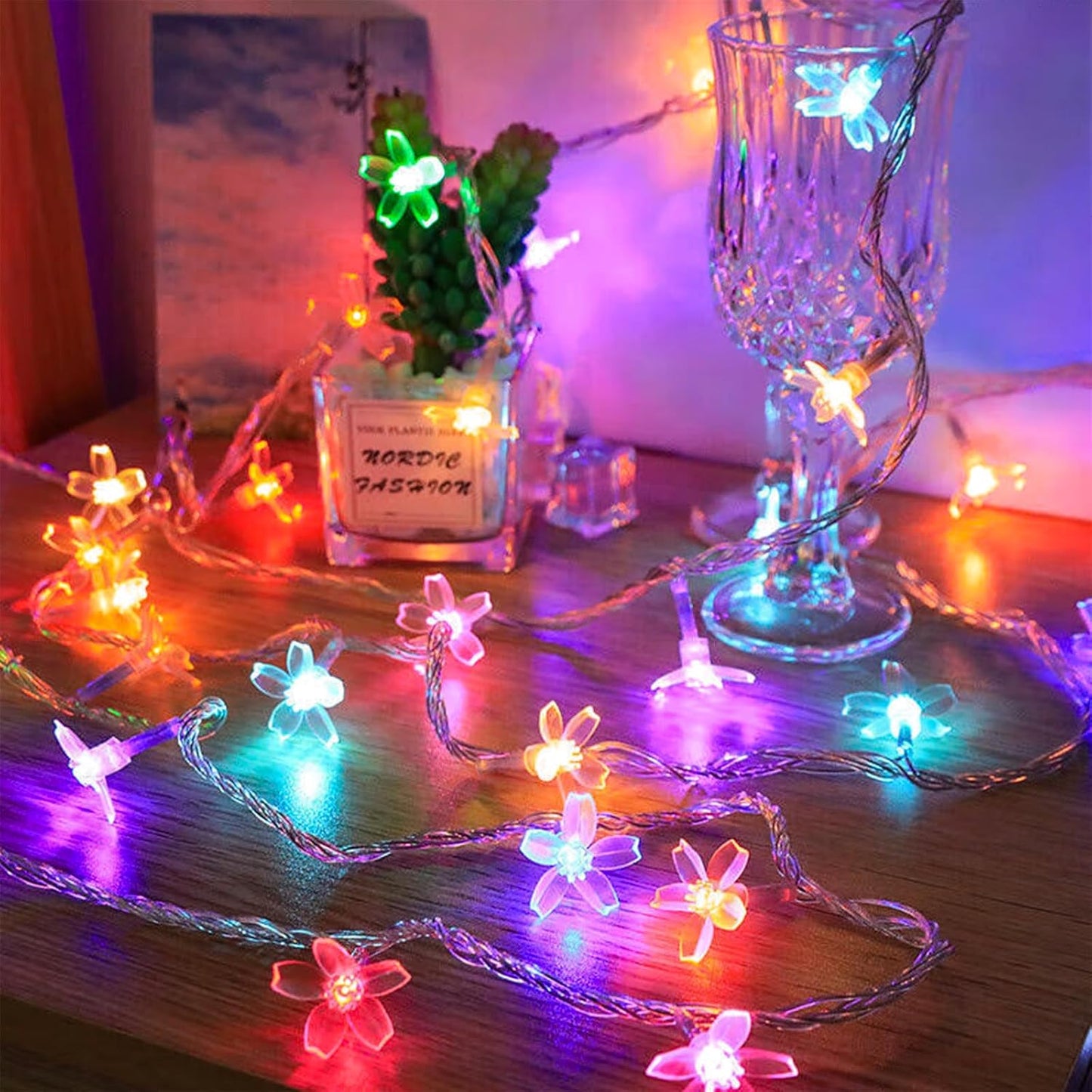 Flower Fairy String Lights, 33ft 100 LED Cherry Blossom Plug in Easter Christmas Tree Hanging Décor Lamp, Garden Bedroom Indoor Decorations for Fence, Wedding Birthday Party (Multicolor)