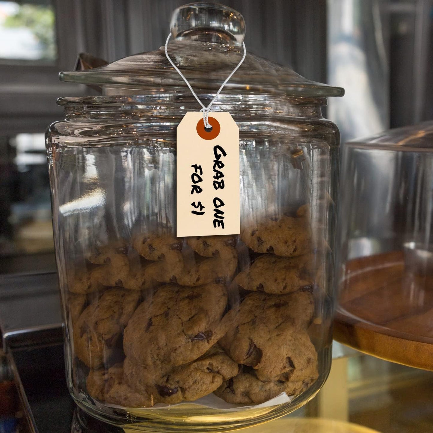 SmartSign Blank Shipping Tags with Pre-attached Loop Strings, Size-2, Pack of 1000, 10pt thick Manila Cardstock Tag, 3.25 x 1.625 inch Paper Hang Tags with Reinforced Fiber Patch