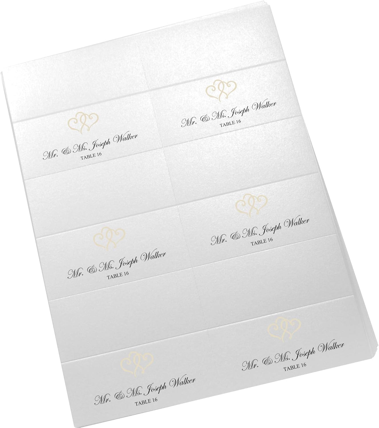 Linked Hearts Printable Place Cards, Ivory (Choose Color), Set of 150 (25 Sheets), Laser & Inkjet Printers - Wedding, Party, Dinner, and Special Events - Made in the USA