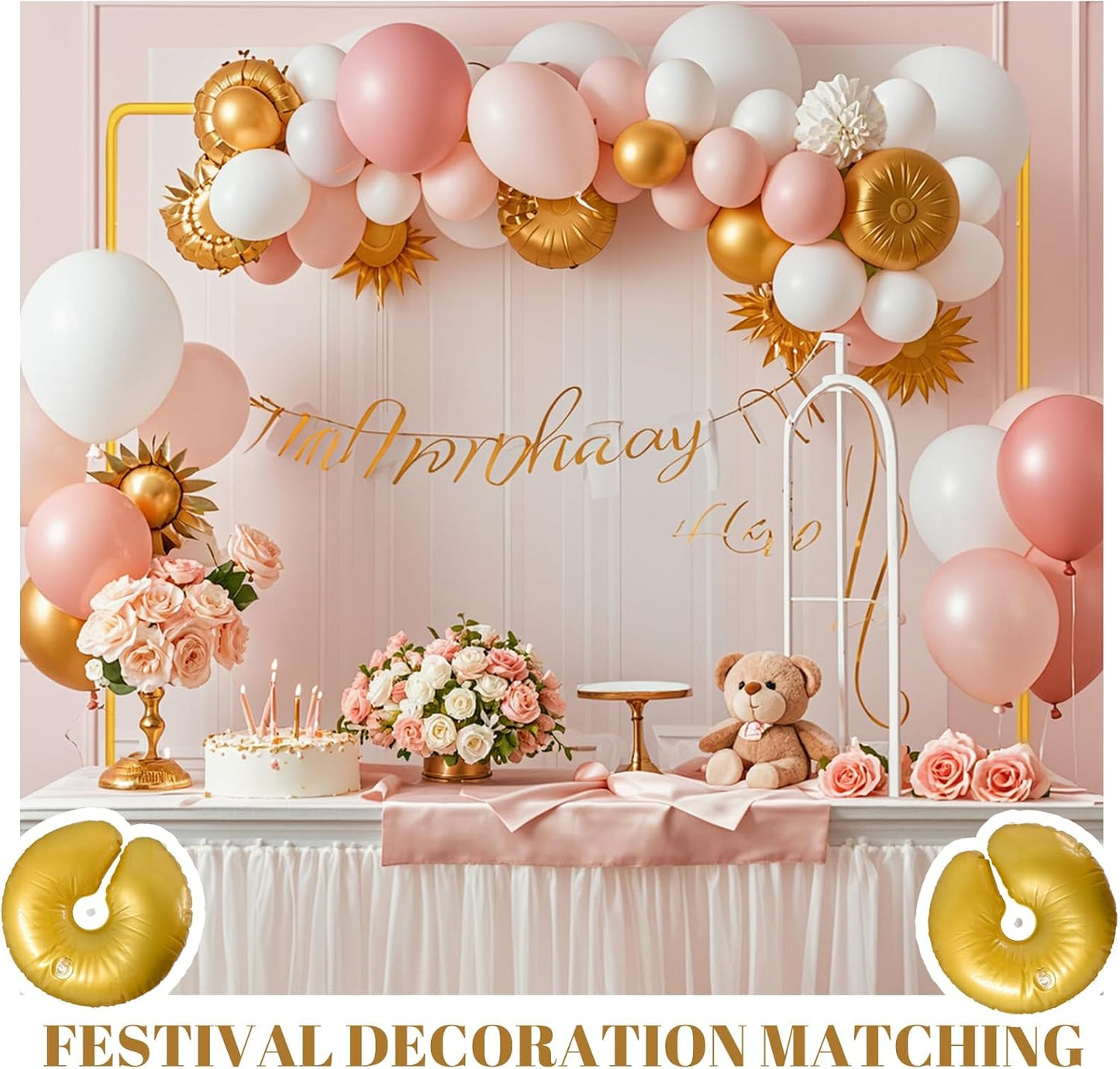 Gold Wedding Arch Backdrop Stand, 6.6FT x 6.6FT Square Arch Stand Gold Metal Balloon Arch Stand for Ceremony Party Birthday Party