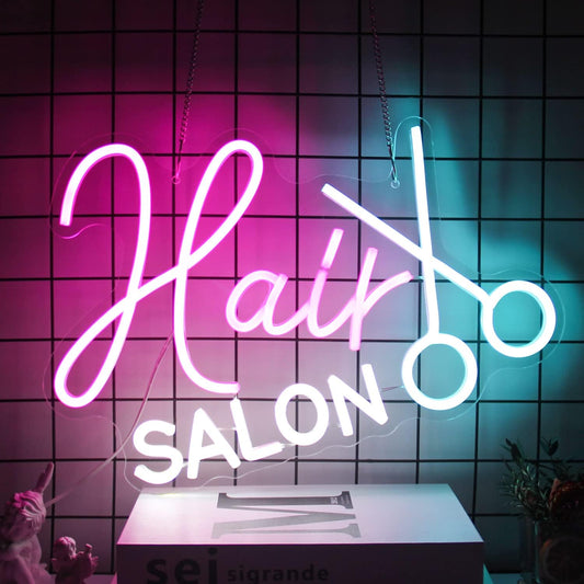 Hair Salon Neon Sign Barber Neon Light Salon LED Signs for Wall Haircut Neon Lights Signs for Barber Shop Beauty Room Decor Business Sign 16.5 × 12 in