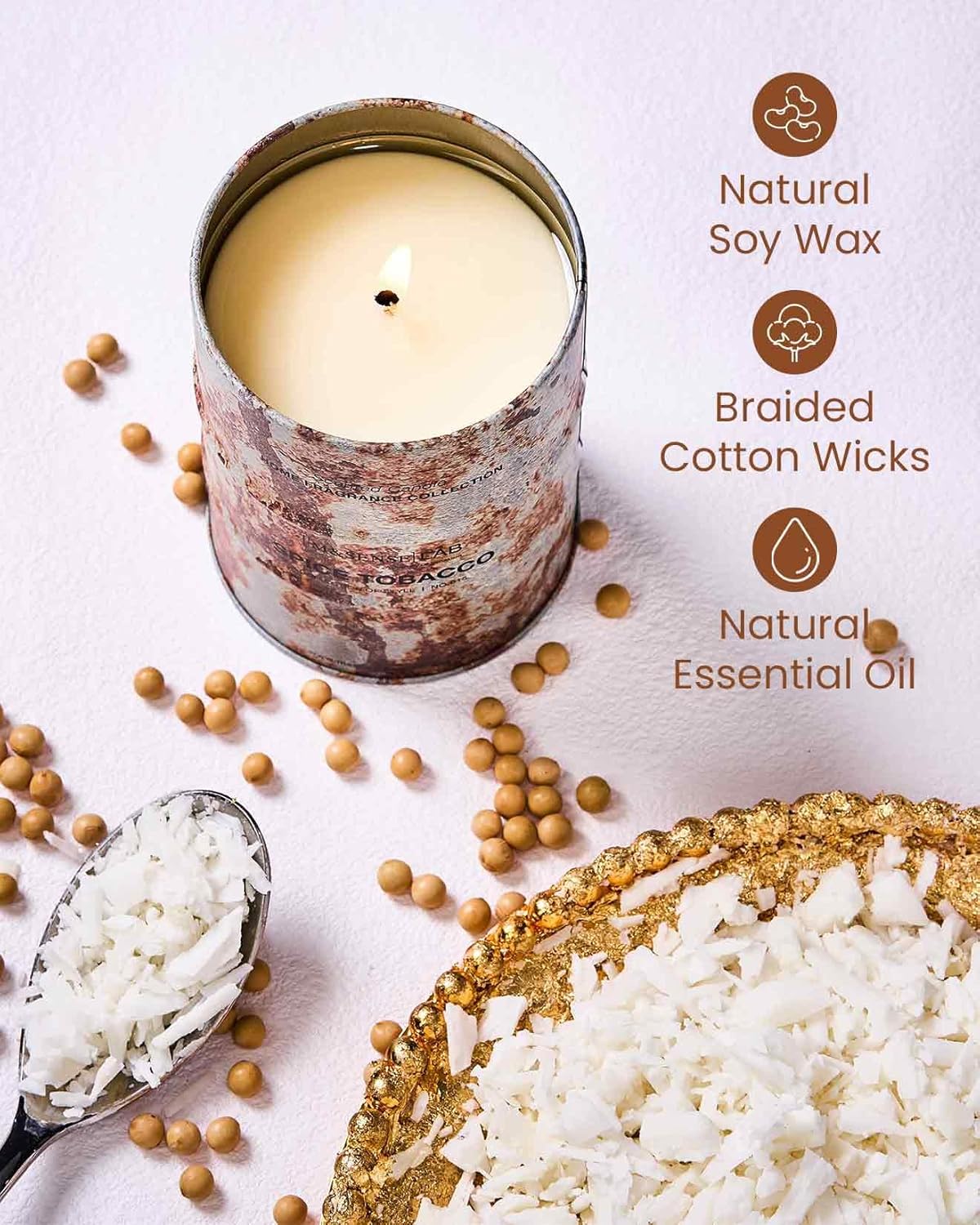 M&SENSE Spice Tobacco Scented Candles Natural Non Toxic, Aromatherapy Candle for Stress Relief Meditation Relaxing, Housewarming Gifts for Women Men, 11.3oz 70 Hour Long Burning