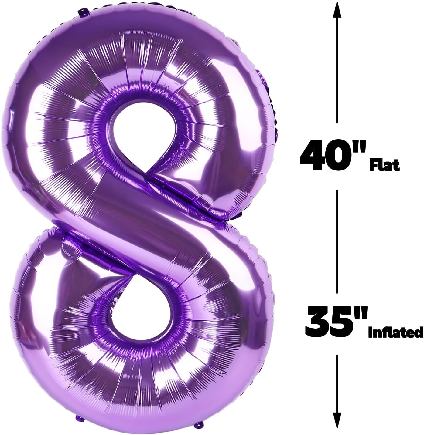 Purple Foil Number 8 Balloon 40 Inch, Helium Mylar Eight Number 8 18 28 38 48 58 80 88 Birthday Balloons, 8th Purple Women Men Wedding Anniversary, Graduations Party Supplies