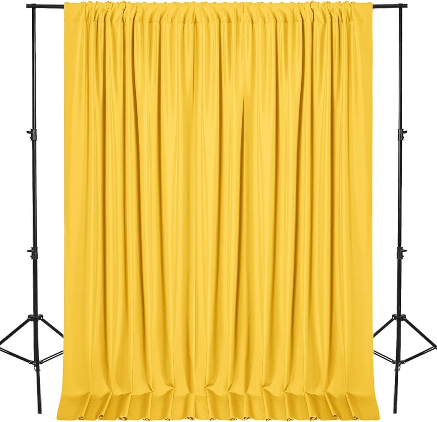 DWCN 10x8 FT Yellow Backdrop Curtains for Parties, Photography Backdrop Drapes with Rod Pockets for Wedding Decorations Stage Birthday Family Gatherings, 2 Panels 5ft x 8ft