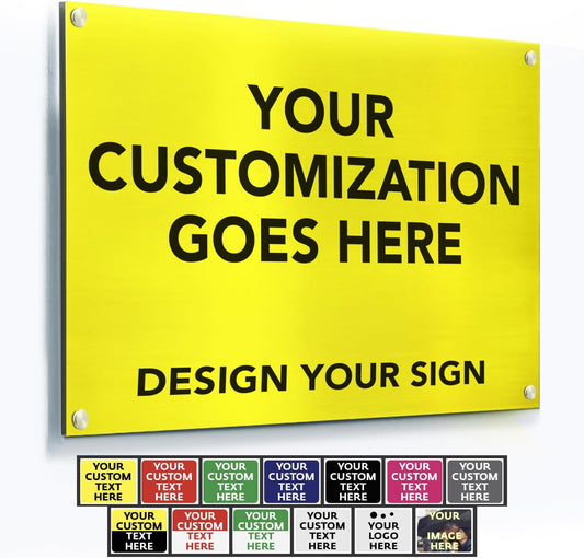 Custom Metal Signs, Personalized Aluminum, Customized Safety, Business Signs, Waterproof Outdoor, White Aluminum (Yellow, 24x18 In)