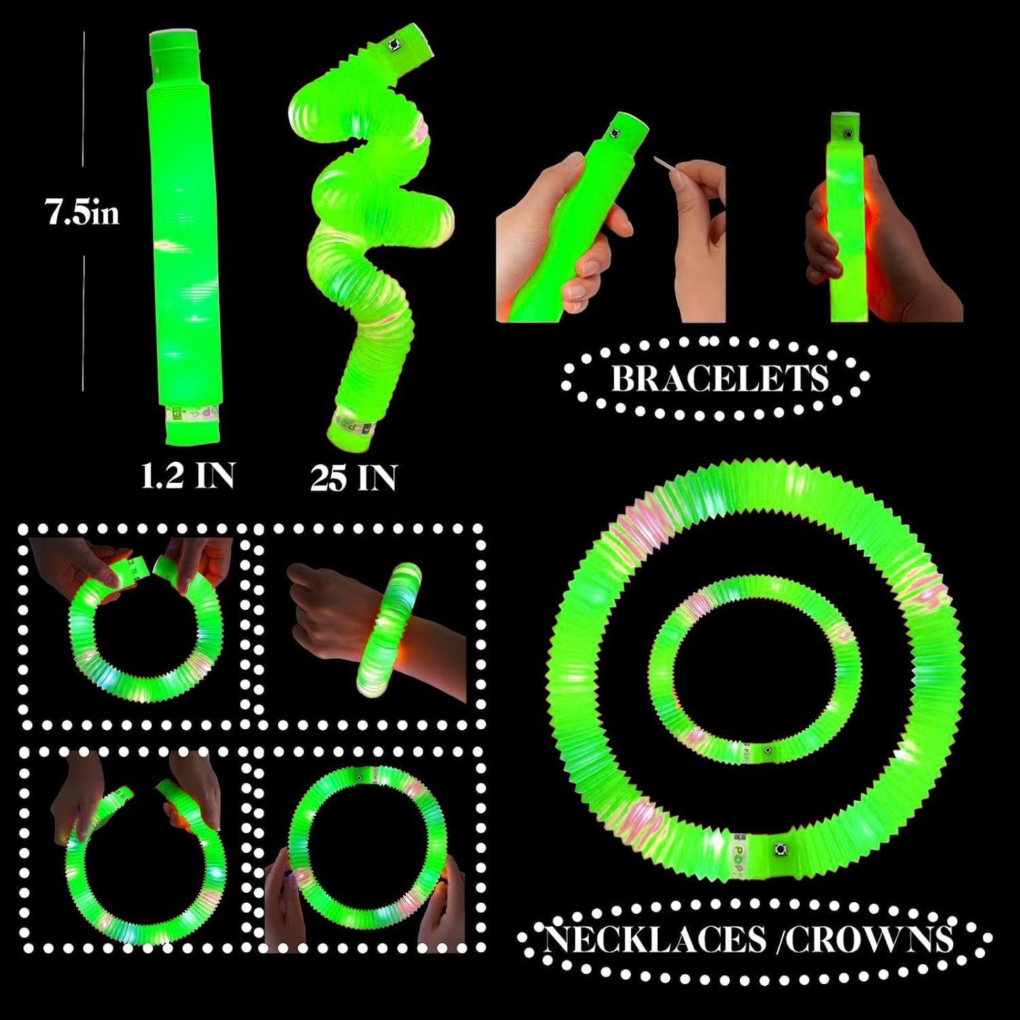 Green 36 Pack Light Up Party Favors Supplies,Bulk Glow Sticks Bracelet,Necklace Accessories for Kids,Birthday Return Gifts Treats,Easter Basket Goodie Bag Stuffer Fillers for Boys Girls