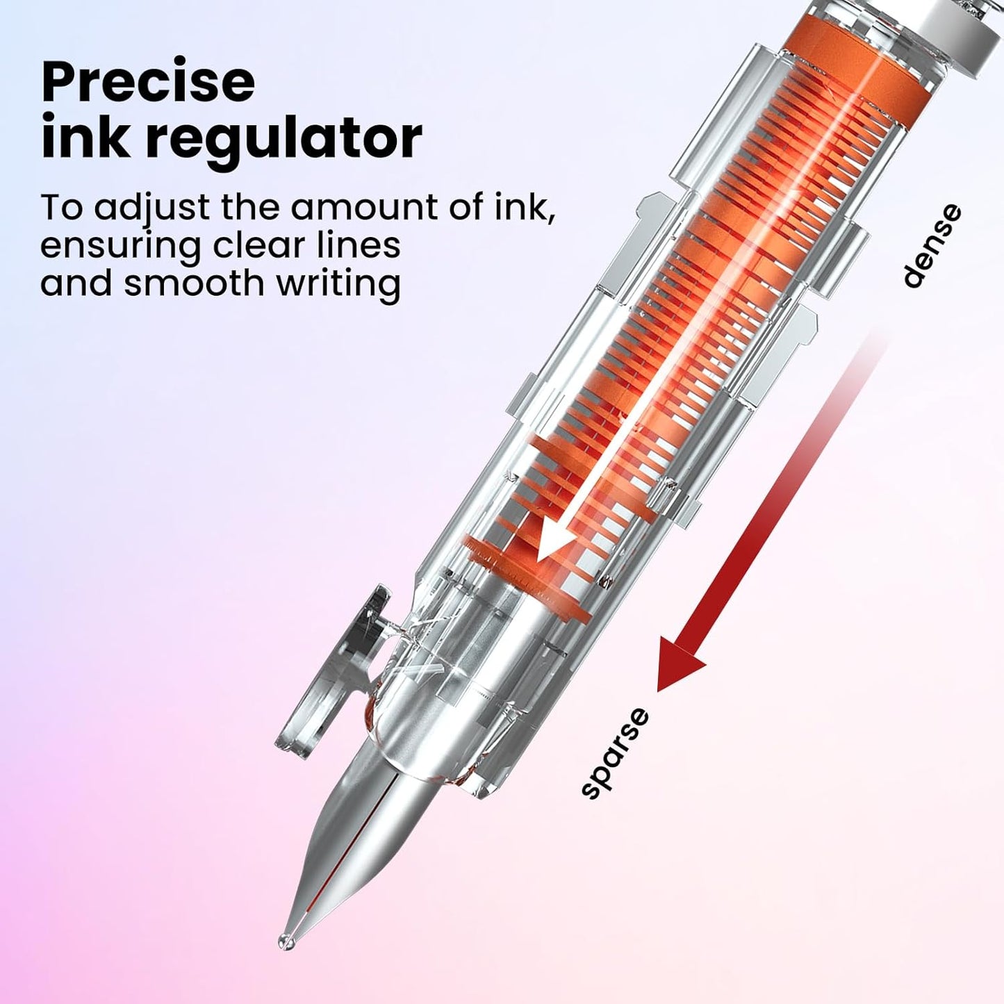 WRITECH Fountain Pen Fine Nib: Black Ink Retractable Pen Set Includes 5 Ink Cartridges Smooth Writing No leaking for Gift (Blue)