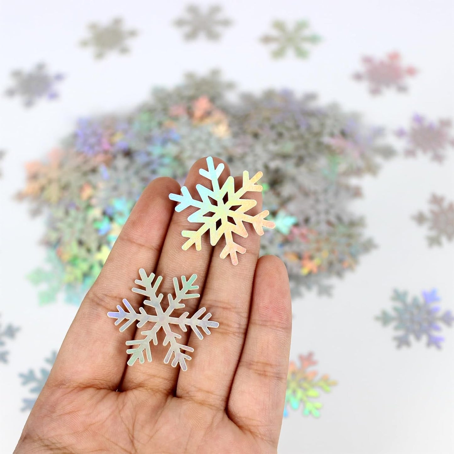 200PC Iridescent Snowflakes Confetti for Winter Wonderland Party Decorations Snowflake Table Scatter for Christmas Baby Shower Wedding Birthday Party Decor