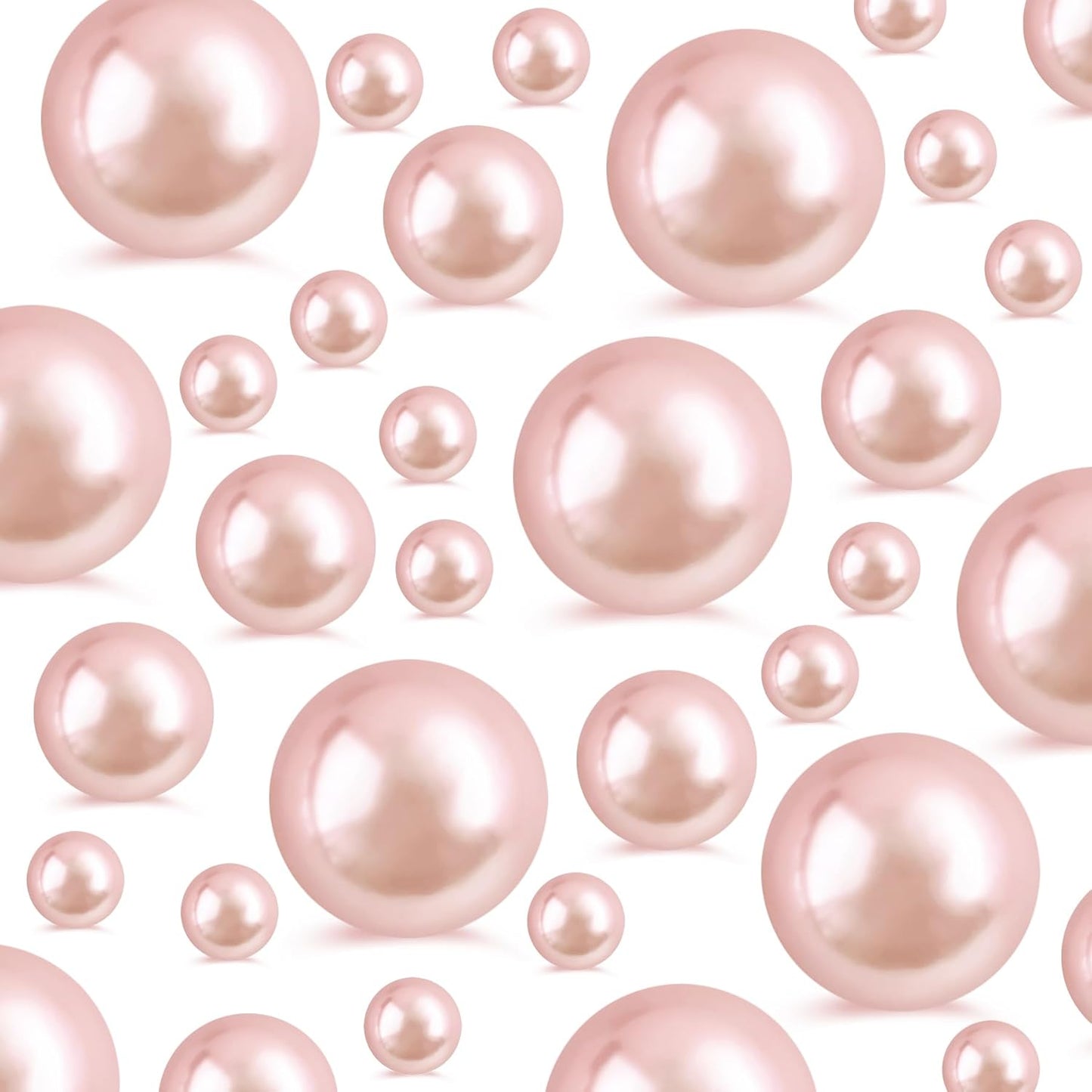 260Pcs Rosegold Glossy Beads for Centerpiece Decor, Artifical Pearls Vase Filler, Makeup Brush Beads, No Hole Round Pearl Beads for Wedding Birthday Christmas Party Home Decor(18mm 14mm 6mm)