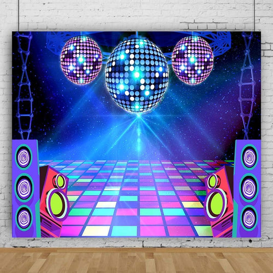 Dance Party Backdrop Retro 80s 90s Theme Stage Dance Ball Music Birthday Party Decoration DJ Photography Background 10 x 8 ft for Baby Shower Picture Photo Shoot Polyester Fabric