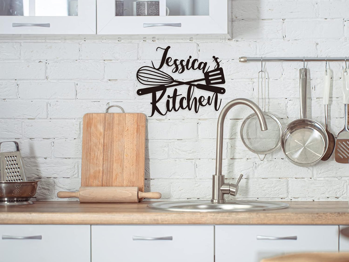 Custom Kitchen Name Sign, Personalized Metal Kitchen Sign, Housewarming Cooking lover Gifts, Mom's Day Gifts, Kitchen Gifts for Grandma