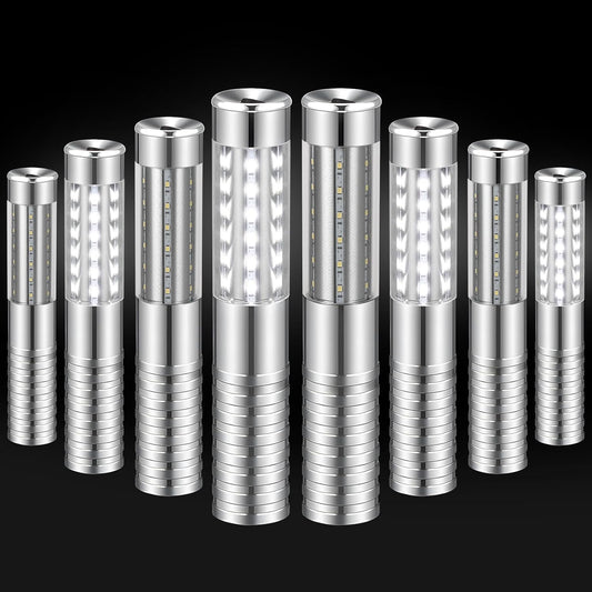 8 Pieces LED Strobe Baton Light Rechargeable Bottle Service Sparklers Stick Reusable Champagne Bottle Handheld LED for Club Stage Nightclub Party Concert Event Bar Outdoor - Silver