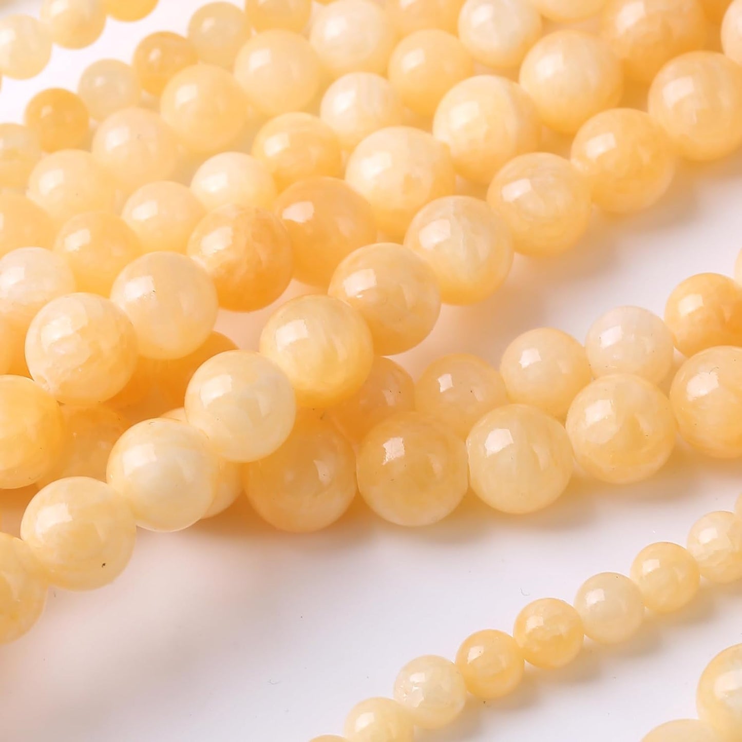 Rice Topaz Stone Beads Gemstone Round Crystal Energy Jade Beads Stone Beads for Jewelry Making DIY Bracelet Necklace Jewelry Making 1 Strand 15.5inch 60PCS 6MM