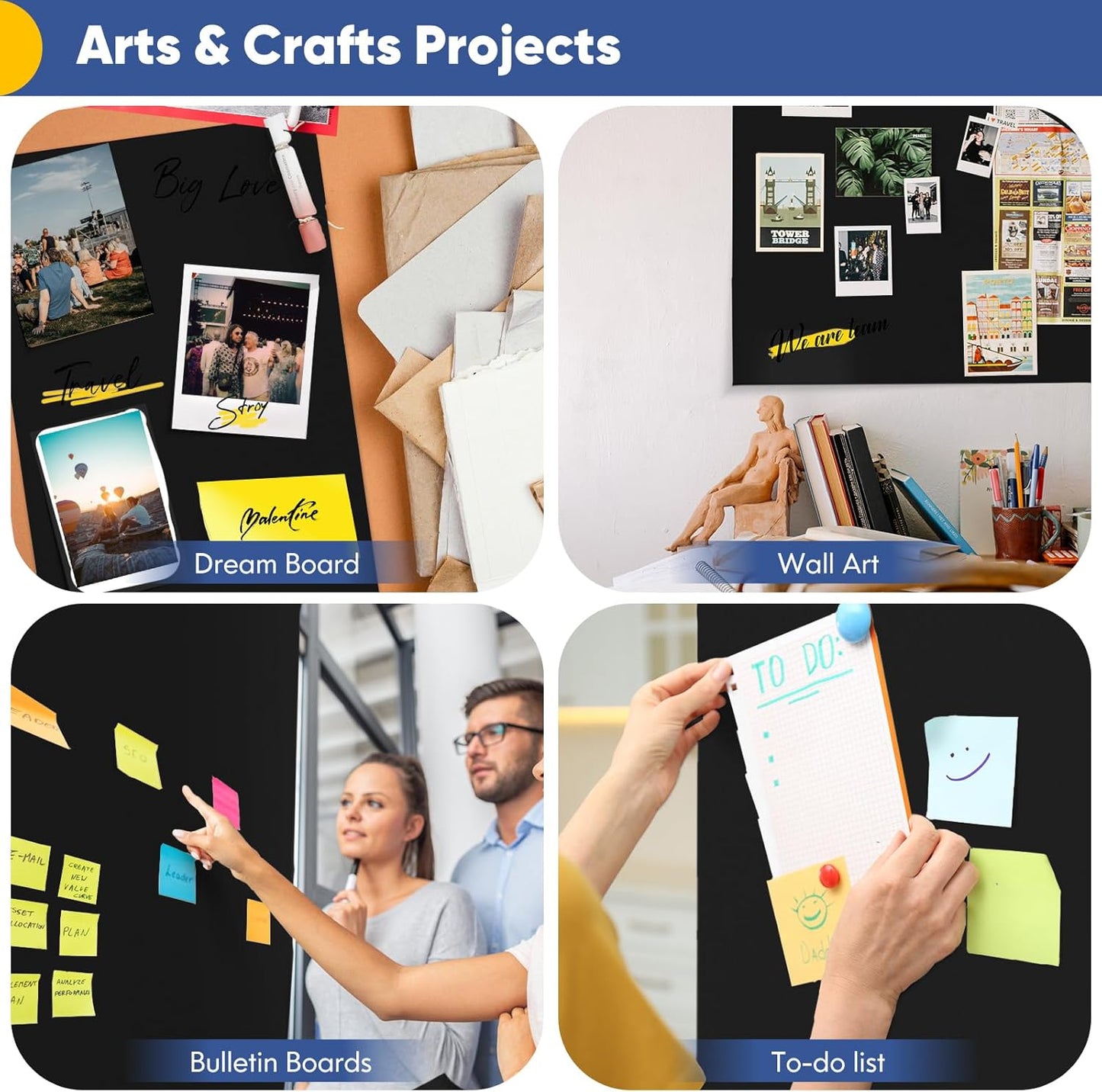 Vanhench Black Wrapping Paper, 17.5" x 963" (80 1/4FT), Art Paper, Birthday, Bouquet Flower Wrapping, 80GSM 55LB