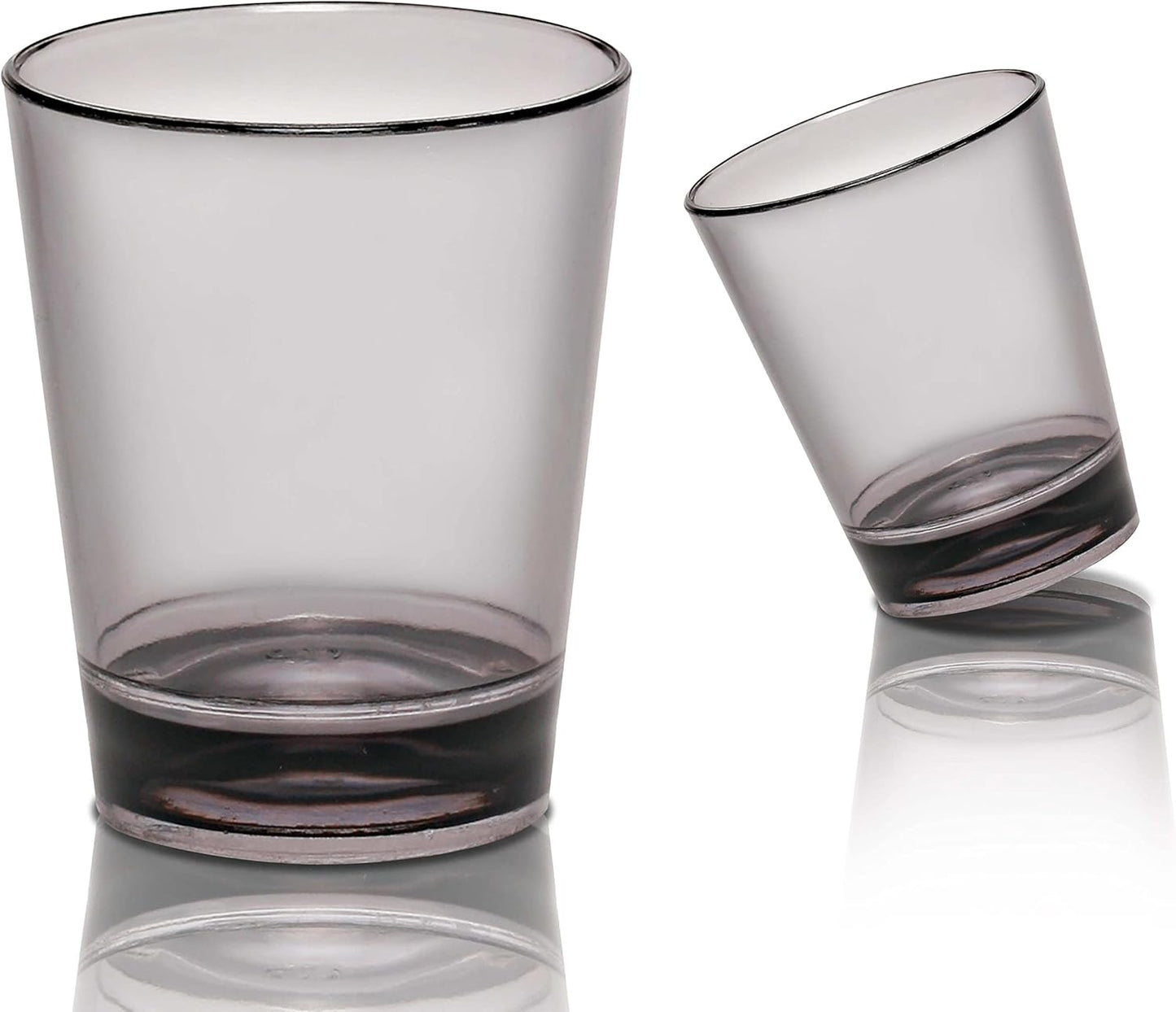 DISCOUNT PROMOS Translucent Plastic Shot Glasses 1.5 oz. Set of 10, Bulk Pack - Acrylic, Great for Wedding, Party, Birthday, Gifts - Charcoal