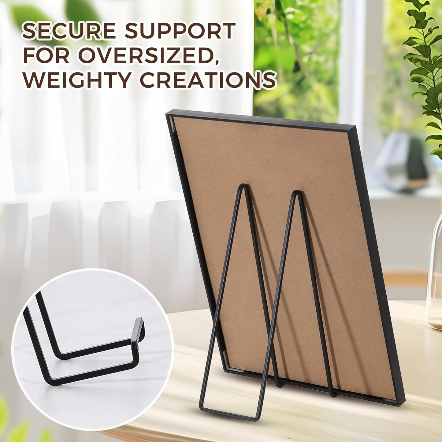 Large Plate Holder Display Stand - 12 inch Super Tall Big Plate Stands for Heavy Duty Display - Metal Picture Frame Stand - Tabletop Easel Stand for Decorative Platter | Plaque | Book - 2 Pack - Black