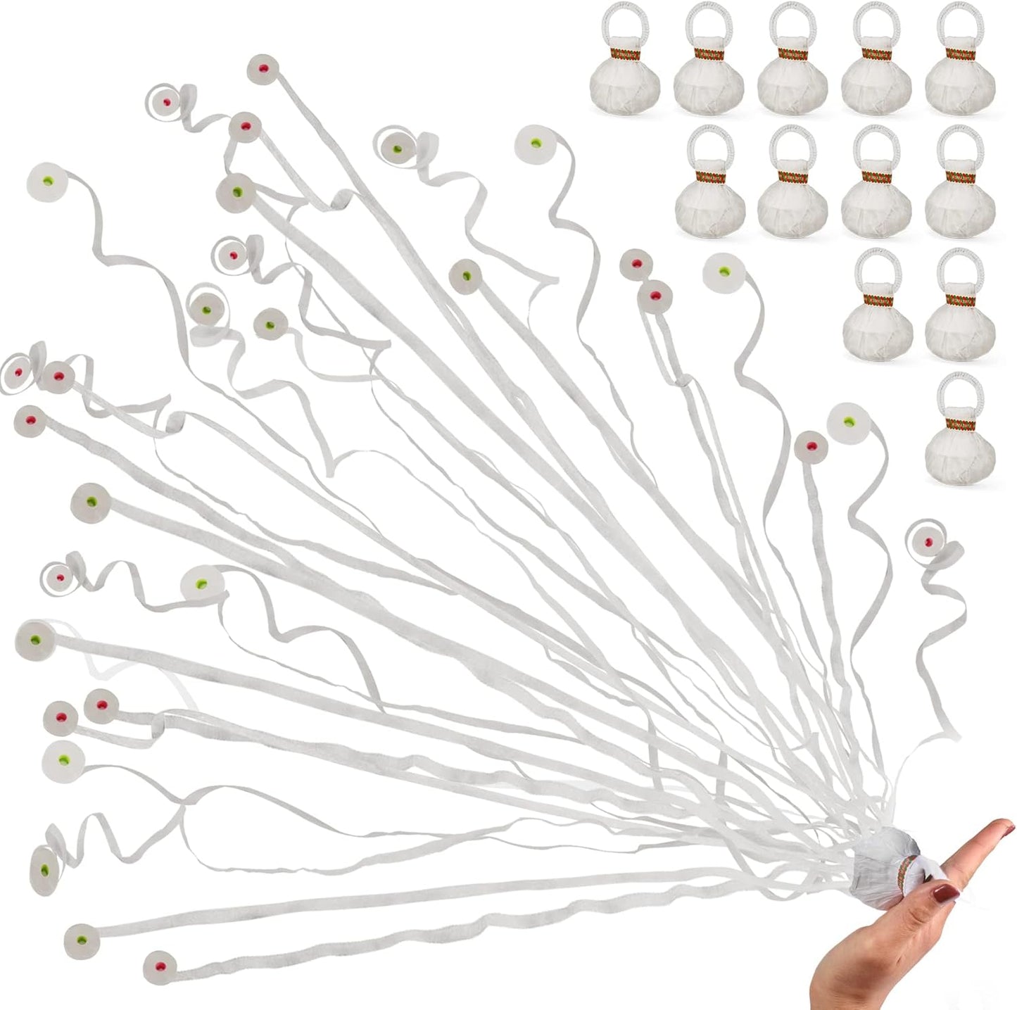 48Pack White Streamer Poppers,Hand Throw Streamer Poppers,No Mess Confetti Poppers for Birthday,Wedding,Party,Celebrations,School Opening,Graduation,Retirement Party (white 48pack)