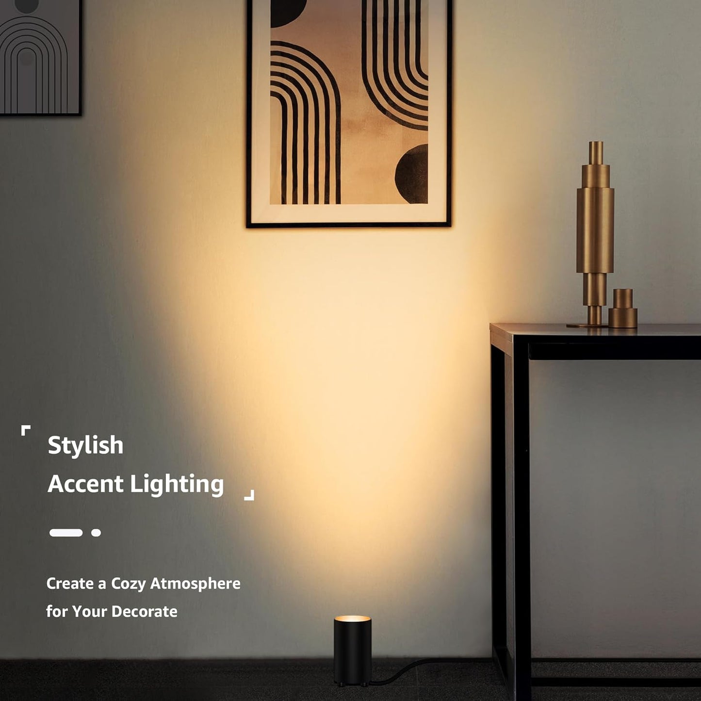 SUNVIE 2 Pack Uplighting Indoor Floor Can Light Spotlight, Up Lights Indoor Floor Spotlight with 2700K GU10 Bulbs, 5W Spot Lights for Plant Picture, 5.9 FT Plug Cord & Foot Switch