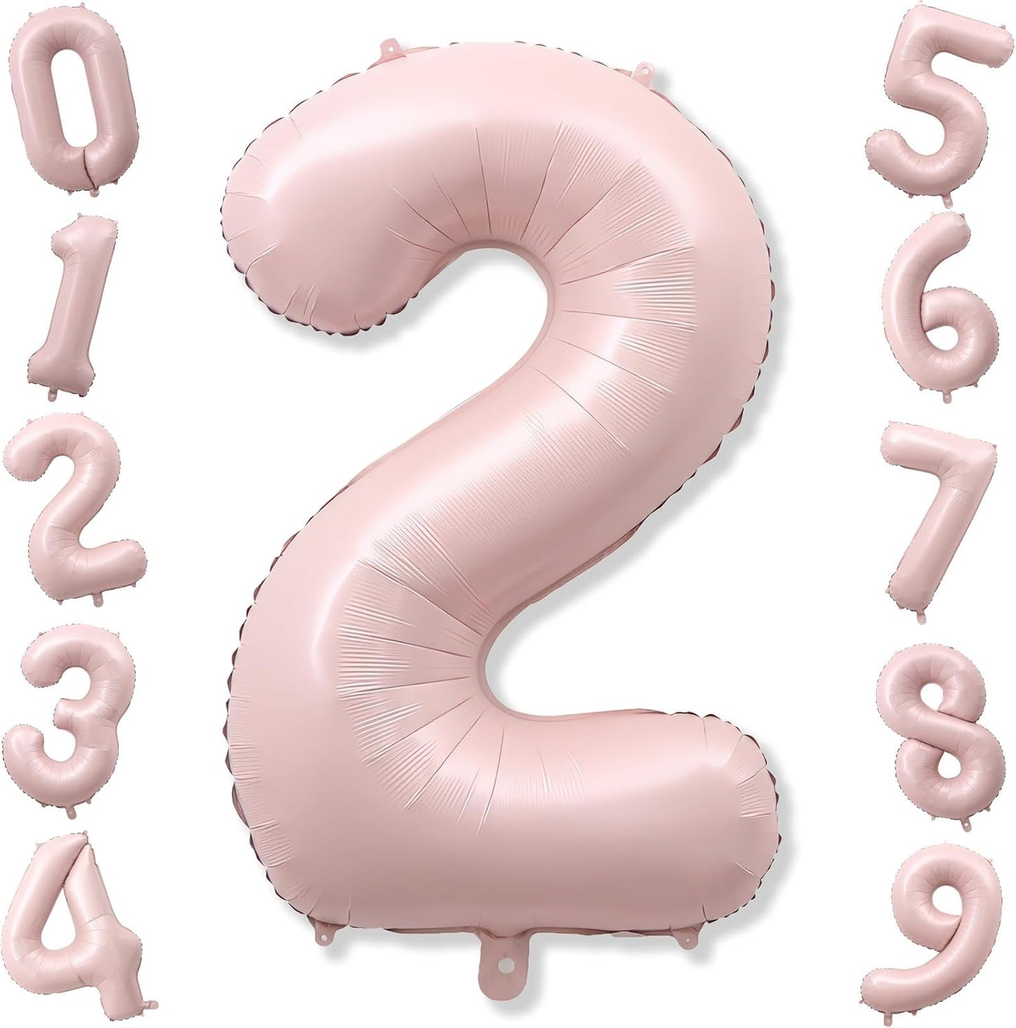 Pink 40 Inch Balloon Number 2, Large Dusty Retro Pastel Pink Foil Number 2 Balloons Set 0-9 for Girls, Digital 2 Helium Balloon for Boho Baby Shower Anniversary 2nd Coquette Birthday Party Decorations