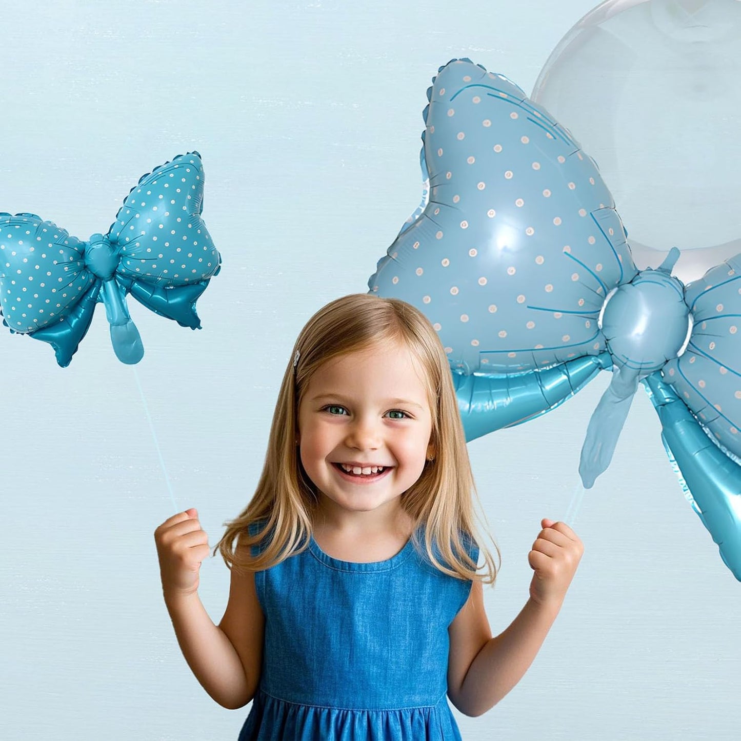 36 Inches Bow Foil Balloon Huge Bowtie Blue Balloon for Baby Shower, Wedding, Kids Theme Party Decoration (Blue 2)