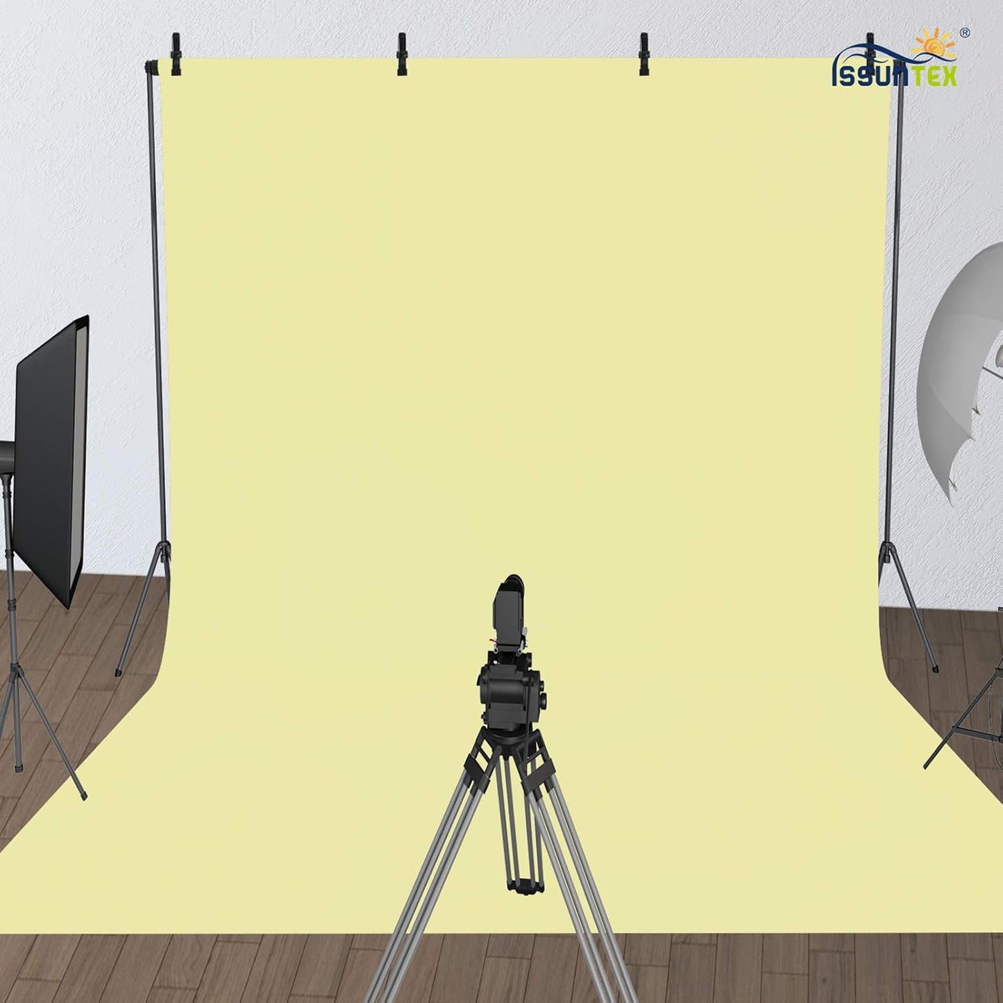 ISSUNTEX 6X9 ft/1.8X2.7 Meters Beige Background Photo Backdrop, Photo Studio, Collapsible High Density Screen for Video Photography and Television
