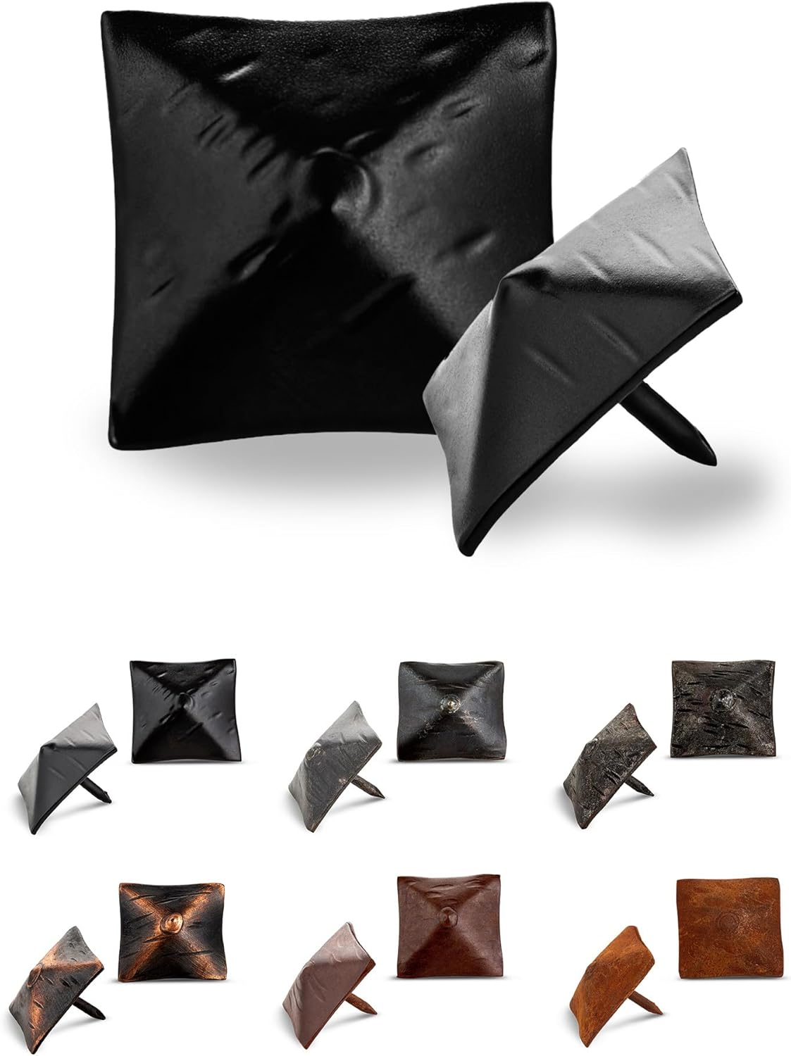 50 Pack 1.25" Square Head Iron Clavos Decorative Nails – Black – Handmade Rustic Square Fasteners for Farmhouse Shutters, Faux Wood Beams, Barn Doors, Shutters, and Gates – Ornamental Wood Accent