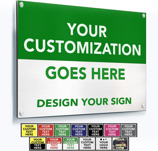 SPEEDYOOKS Custom Outdoor Metal Sign, Personalized Aluminum, Customized Safety, Business, Waterproof - White Aluminum (Green & White, 36x24 In)