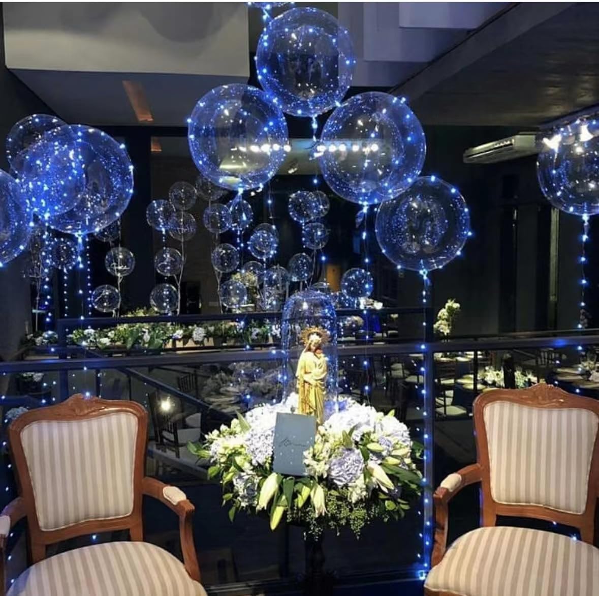 LED Balloons Light Up - Clear, Transparent, Bobo - Party, Birthday, Anniversary, Wedding (Blue, Battery Included)
