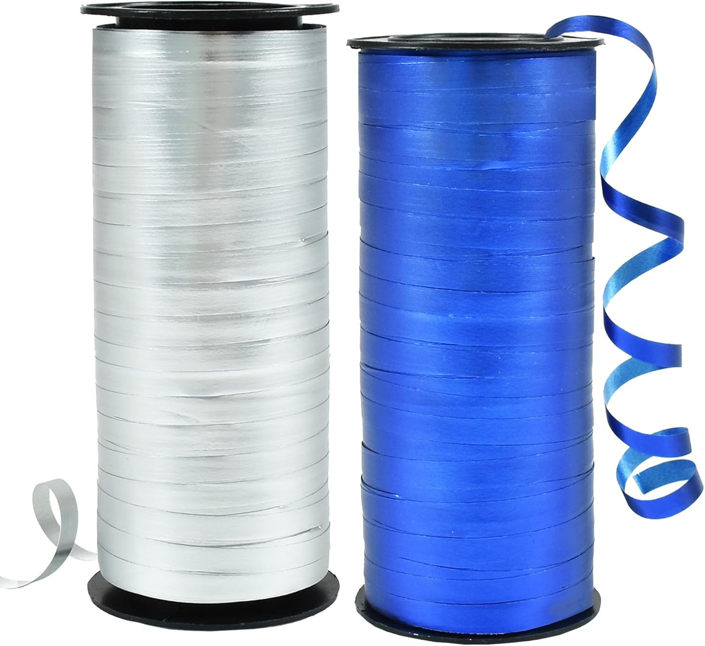 BEISHIDA Blue and Silver Curling Ribbons Balloon String Ribbons - 2 Pack 100 Yards for Gift Warppping Birthday Bachelor Party Decorations