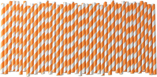 Cocktail Paper Straws - 5.75 inch Biodegradable Paper Drinking Straws Coffee Stirrer for Birthday, Celebration, Wedding, Holiday - 500 Pack, Orange Striped