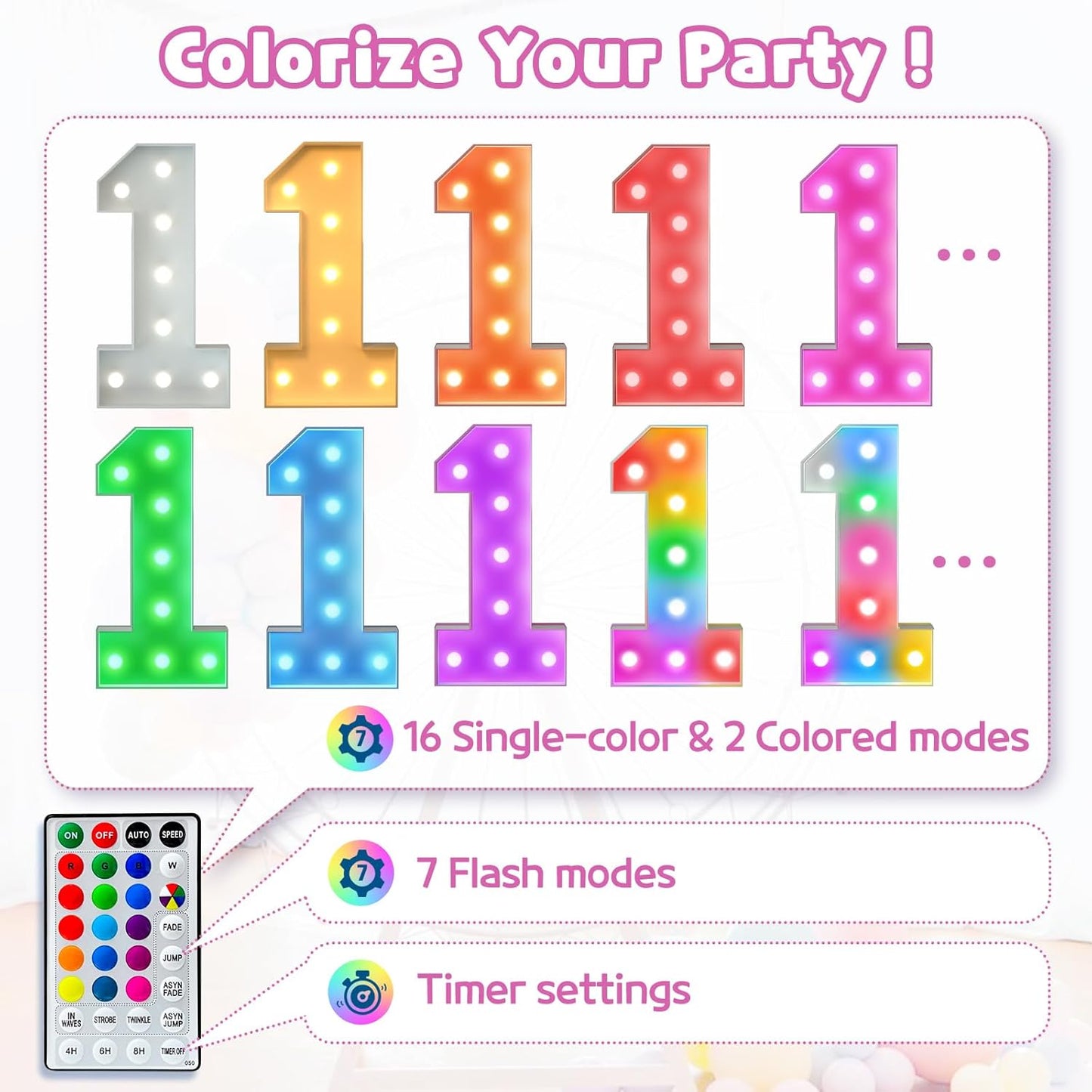 Marquee Numbers 30th-Birthday Decoration: Colorful 3FT Large Light Up 30 Year Old Birthday Decorations Anniversary Backdrop for Boys Girls Cardboard Sign 18 Colors Number 30 Mosaic Balloon Frame